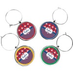 Patriotic Fleur de Lis Wine Charms (Set of 4) (Personalized)