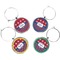 Patriotic Fleur de Lis Wine Charms (Set of 4) (Personalized)