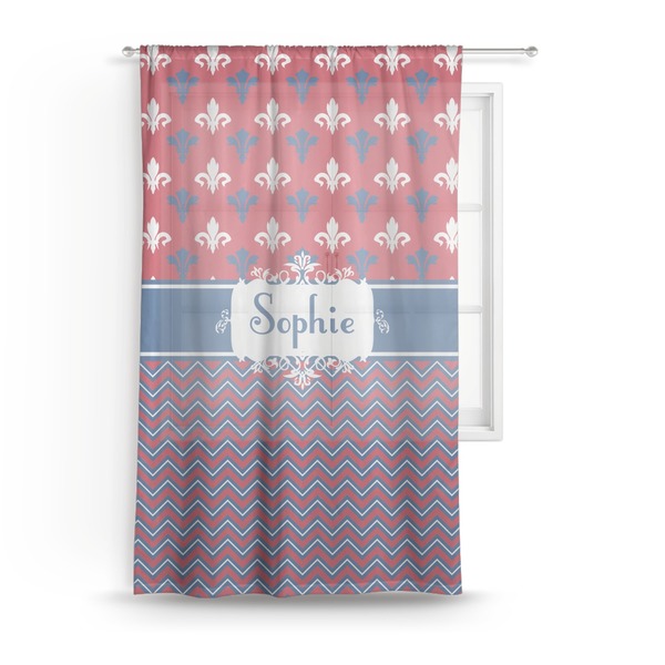 Custom Patriotic Fleur de Lis Sheer Curtain - 50"x84" (Personalized)