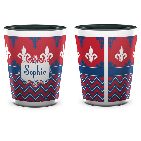 Patriotic Fleur de Lis Shot Glass - Two Tone - APPROVAL