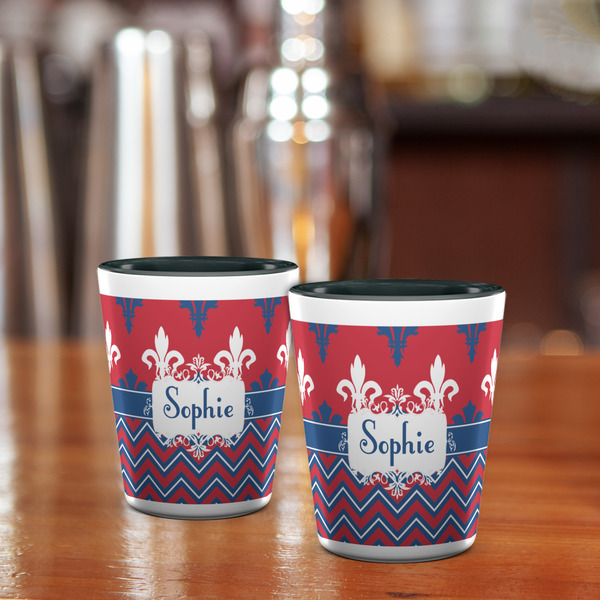 Patriotic Fleur de Lis Shot Glass - Two Tone - LIFESTYLE