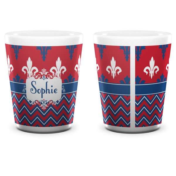Patriotic Fleur de Lis Shot Glass - White - APPROVAL