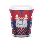 Patriotic Fleur de Lis Ceramic Shot Glass - 1.5 oz - White - Set of 4 (Personalized)
