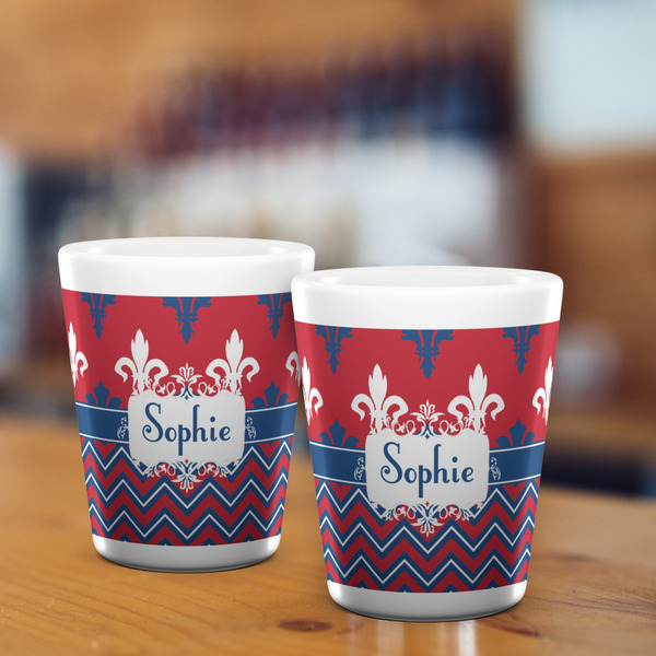 Patriotic Fleur de Lis Shot Glass - White - LIFESTYLE