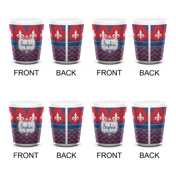 Patriotic Fleur de Lis Shot Glass - White - Set of 4 - APPROVAL