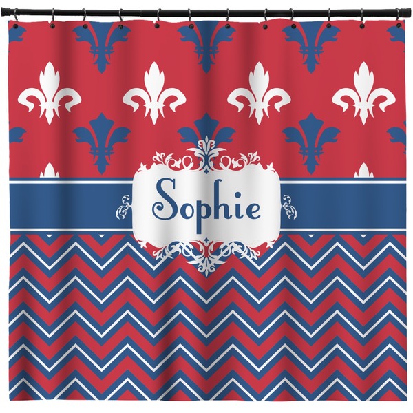 Custom Patriotic Fleur de Lis Shower Curtain (Personalized)
