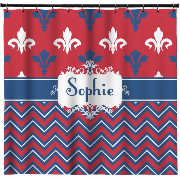 Custom Patriotic Fleur de Lis Shower Curtain - 71" x 74" (Personalized)
