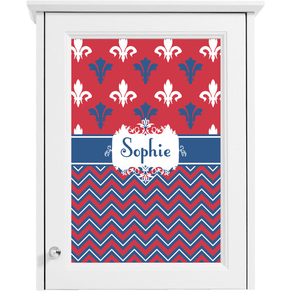 Patriotic Fleur de Lis Single White Cabinet Decal