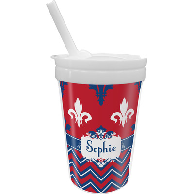 Patriotic Fleur de Lis Sippy Cup with Straw (Personalized)