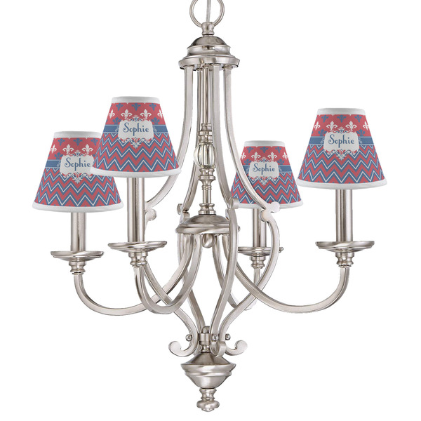 Patriotic Fleur de Lis Small Chandelier Shade - LIFESTYLE (on chandelier)