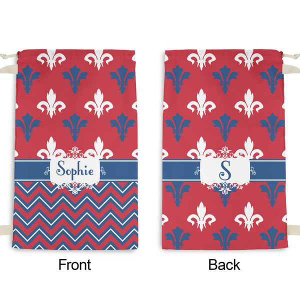 Patriotic Fleur de Lis Small Laundry Bag - Front & Back View