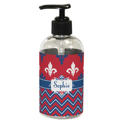 Patriotic Fleur de Lis Plastic Soap / Lotion Dispenser (8 oz - Small - Black) (Personalized)