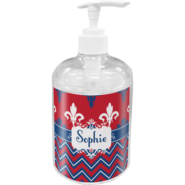 Custom Patriotic Fleur de Lis Acrylic Soap & Lotion Bottle (Personalized)
