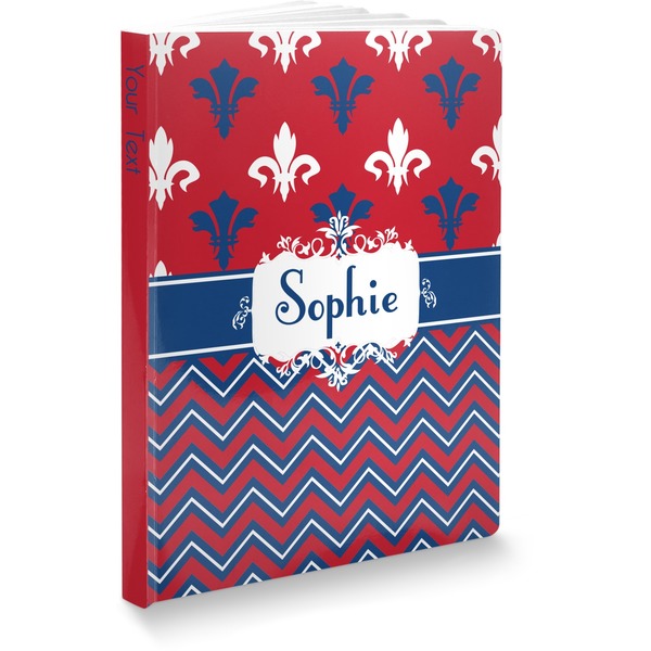 Custom Patriotic Fleur de Lis Softbound Notebook - 7.25" x 10" (Personalized)
