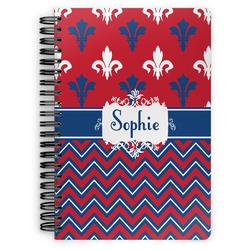 Patriotic Fleur de Lis Spiral Notebook - 7x10 w/ Name or Text