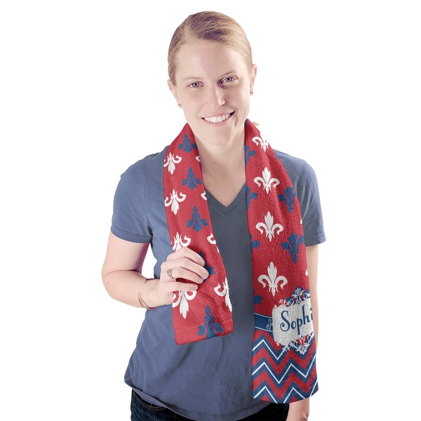 Patriotic Fleur de Lis Sport Towel - Exercise use - Model