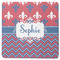 Patriotic Fleur de Lis Square Rubber Backed Coaster (Personalized)