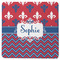 Patriotic Fleur de Lis Square Rubber Backed Coaster (Personalized)