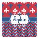 Patriotic Fleur de Lis Square Decal - Large (Personalized)