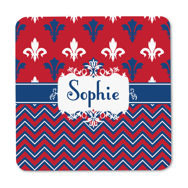 Patriotic Fleur de Lis Square Fridge Magnet - FRONT