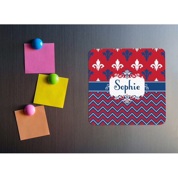 Patriotic Fleur de Lis Square Fridge Magnet - LIFESTYLE