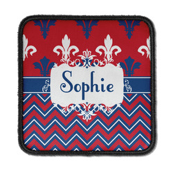 Patriotic Fleur de Lis Iron On Square Patch w/ Name or Text