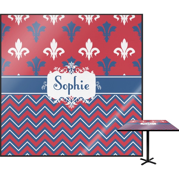 Custom Patriotic Fleur de Lis Square Table Top (Personalized)