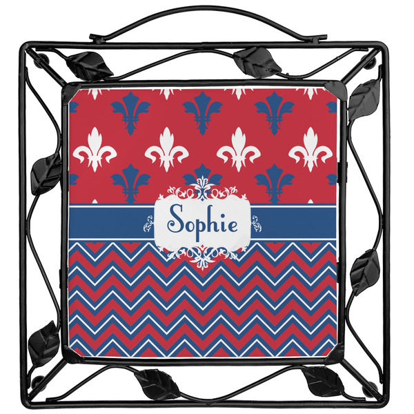 Custom Patriotic Fleur de Lis Square Trivet (Personalized)