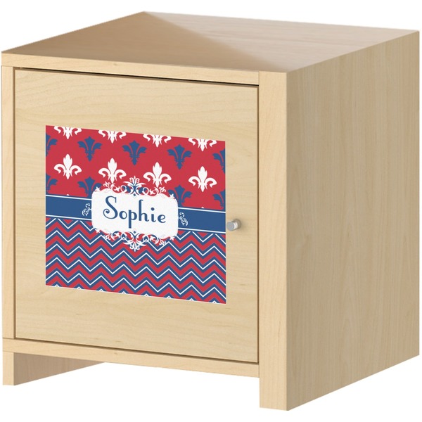 Patriotic Fleur de Lis Square Wall Decal on Wooden Cabinet