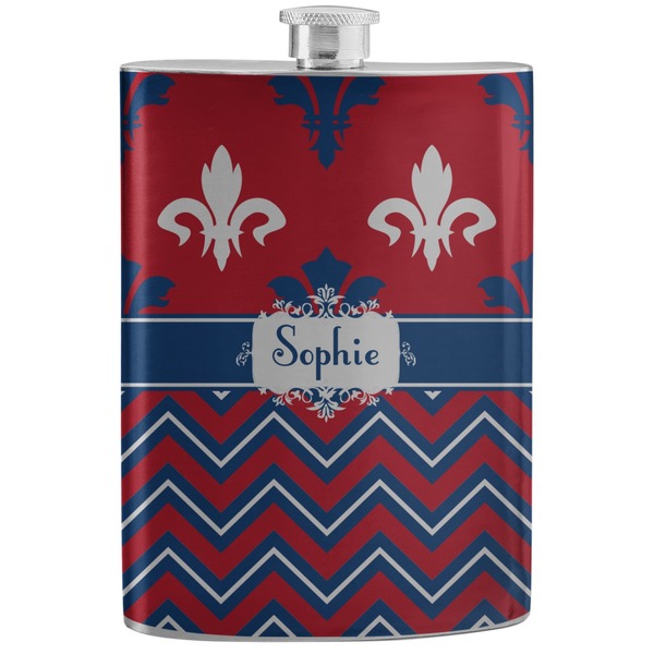 Custom Patriotic Fleur de Lis Stainless Steel Flask (Personalized)