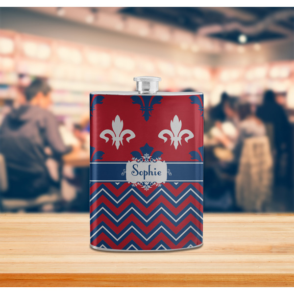 Patriotic Fleur de Lis Stainless Steel Flask - LIFESTYLE 2