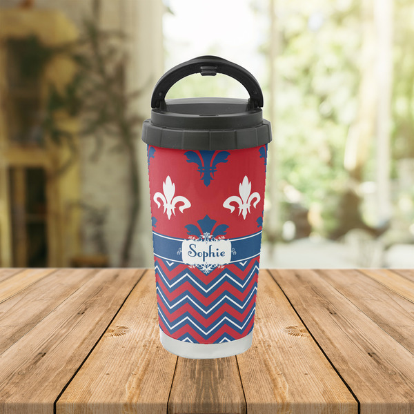 Patriotic Fleur de Lis Stainless Steel Travel Cup Lifestyle