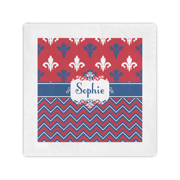 Custom Patriotic Fleur de Lis Cocktail Napkins (Personalized)