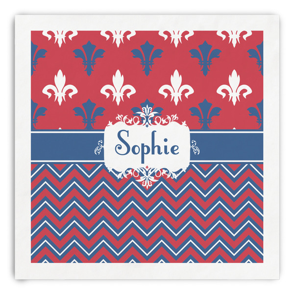 Custom Patriotic Fleur de Lis Paper Dinner Napkins (Personalized)