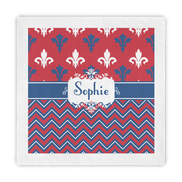 Custom Patriotic Fleur de Lis Standard Decorative Napkins (Personalized)