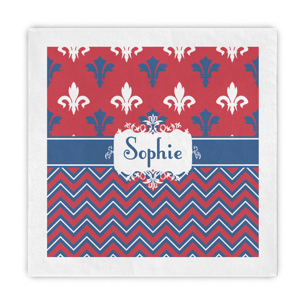 Custom Patriotic Fleur de Lis Decorative Paper Napkins (Personalized)