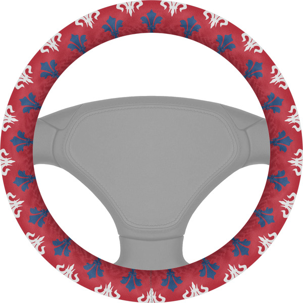 Custom Patriotic Fleur de Lis Steering Wheel Cover