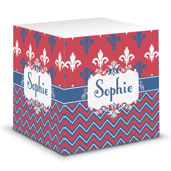 Custom Patriotic Fleur de Lis Sticky Note Cube (Personalized)