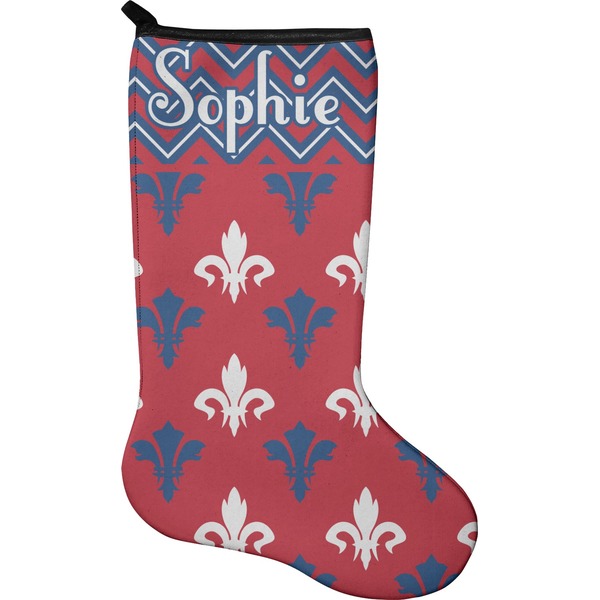 Custom Patriotic Fleur de Lis Holiday Stocking - Neoprene (Personalized)
