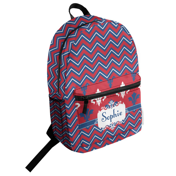 Custom Patriotic Fleur de Lis Student Backpack (Personalized)
