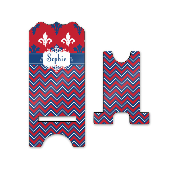 Patriotic Fleur de Lis Stylized Phone Stand - Front & Back - Small
