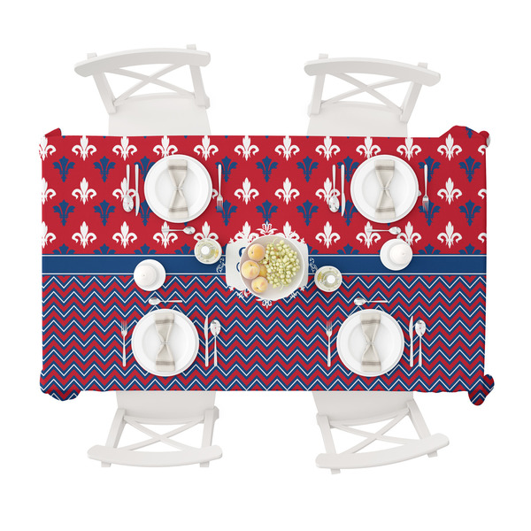 Patriotic Fleur de Lis Tablecloths (58"x102") - TOP VIEW
