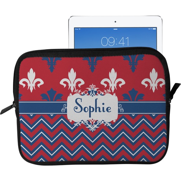 Custom Patriotic Fleur de Lis Tablet Case / Sleeve - Large (Personalized)