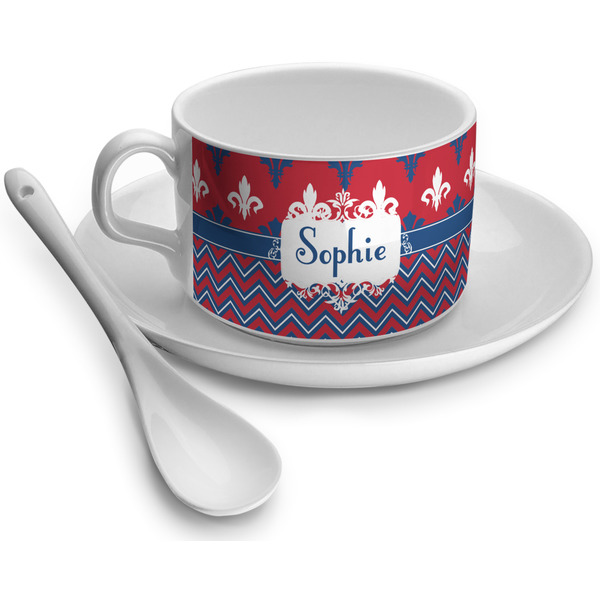 Custom Patriotic Fleur de Lis Tea Cup - Single (Personalized)