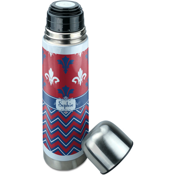 Patriotic Fleur de Lis Thermos - Lid Off