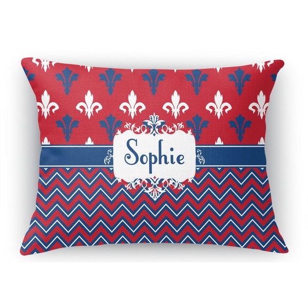 Custom Patriotic Fleur de Lis Rectangular Throw Pillow Case - 12"x18" (Personalized)