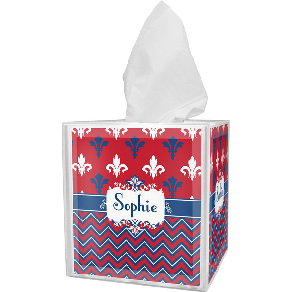 Custom Patriotic Fleur de Lis Tissue Box Cover (Personalized)
