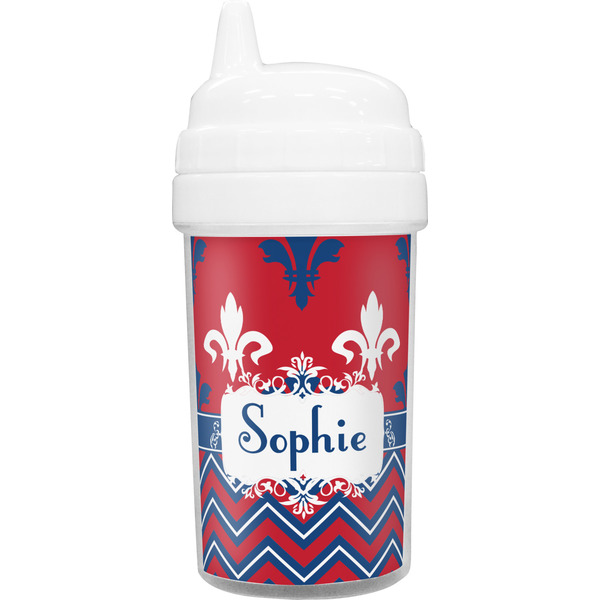 Custom Patriotic Fleur de Lis Toddler Sippy Cup (Personalized)