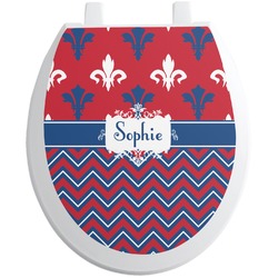Patriotic Fleur de Lis Toilet Seat Decal (Personalized)