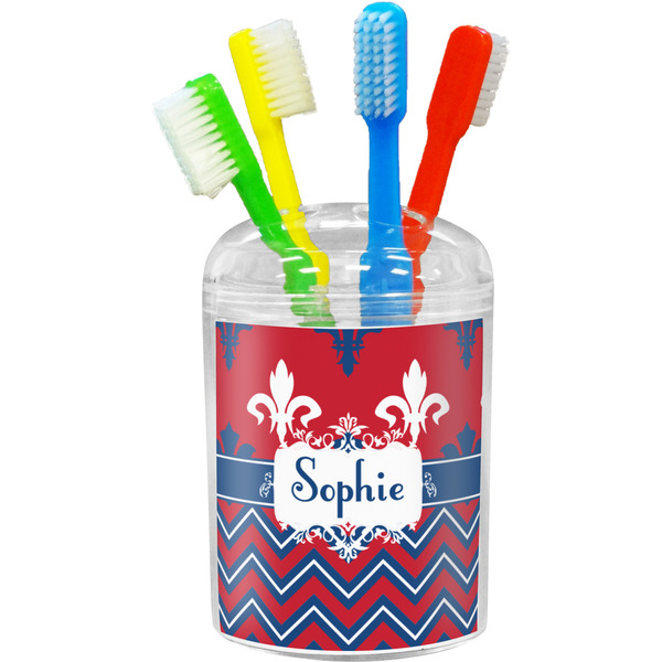 Custom Patriotic Fleur de Lis Toothbrush Holder (Personalized)